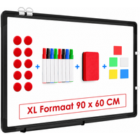 Duerté Premium Magnetisch Whiteboard 90x60 cm – Zwart Memobord Inclusief Stiften, Wisser & Accessoires