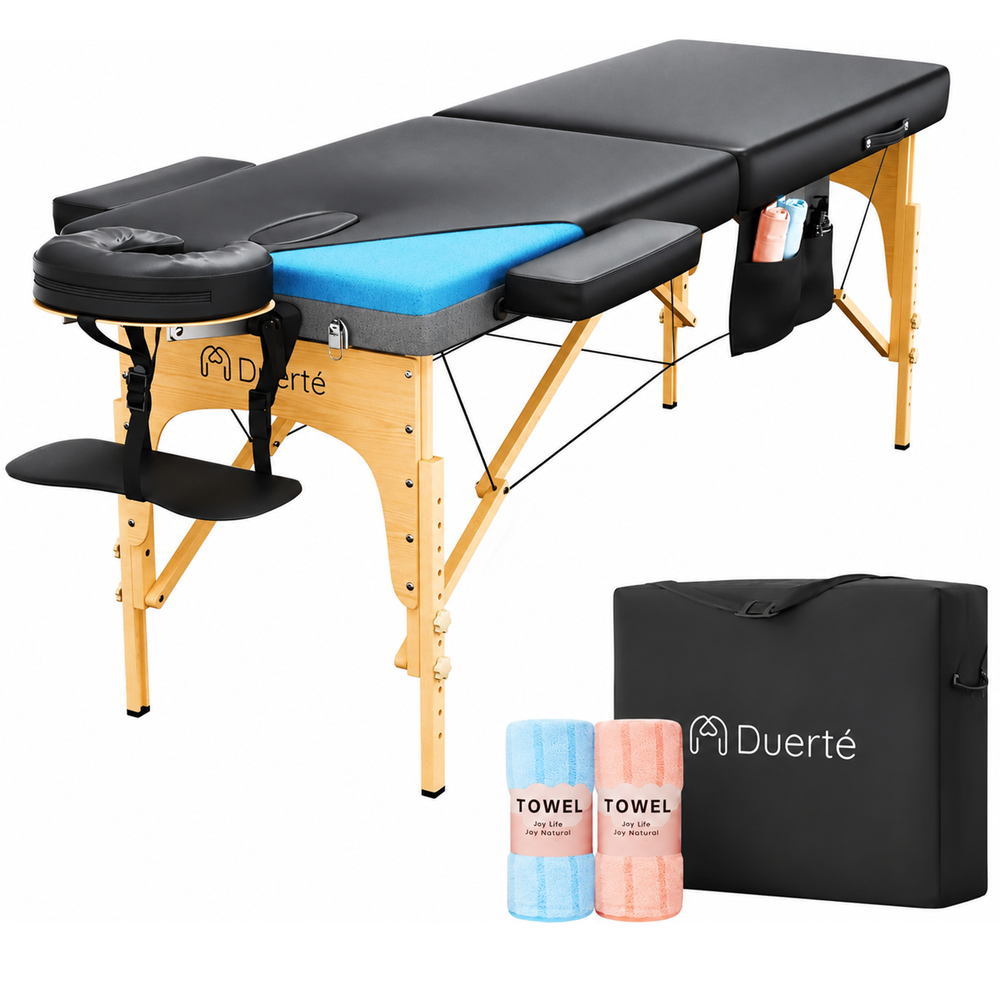 Duerté Luxe Massagetafel Inclusief 3 Handdoeken & Draagtas – Opvouwbare Behandeltafel voor Massage en Wellness