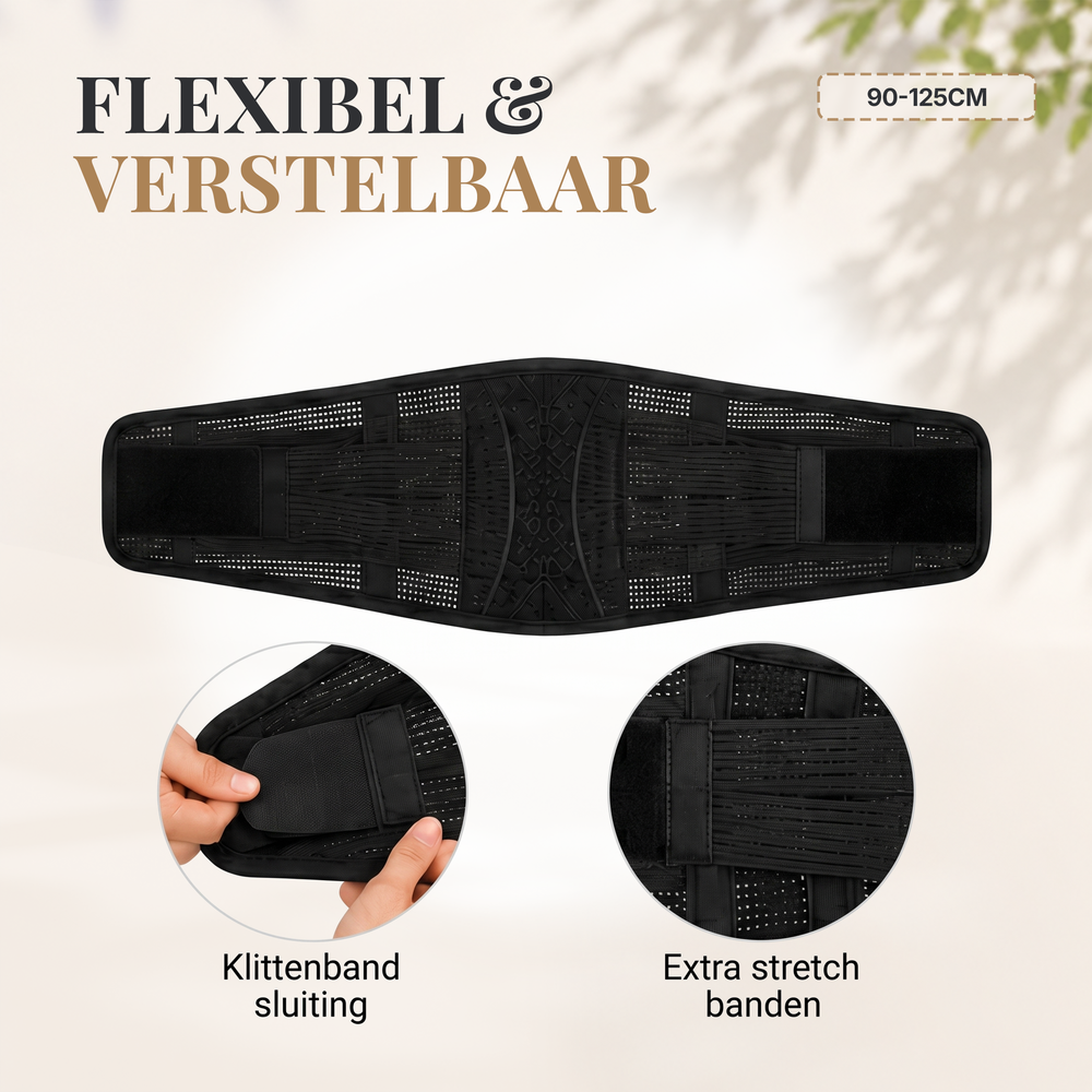 Duerté Premium Rugbrace voor Onderrug & Houding – Verstelbare Rugband met Baleinen voor Optimale Ondersteuning