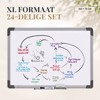 Duerté Premium Magnetisch Whiteboard 100x70 cm – Zilver Memobord Inclusief Stiften, Wisser & Accessoires