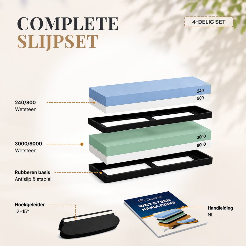 Duerté Premium Wetsteen Set – Professionele Slijpsteen voor Messen en Gereedschap