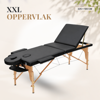 Duerté Luxe 3-Delige Massagetafel XXL – Professionele Opvouwbare Behandeltafel met Verstelbare Rugleuning