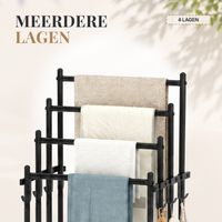 Duerté Luxe Handdoekrek XXL – Vrijstaand Handdoekenrek voor Badkamer met Moderne Zwarte Afwerking