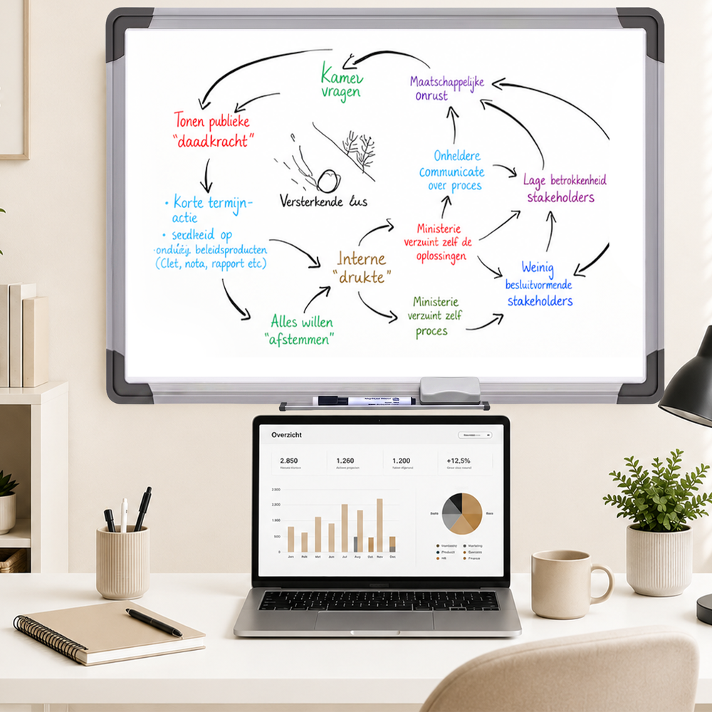 Duerté Premium Magnetisch Whiteboard 100x70 cm – Zilver Memobord Inclusief Stiften, Wisser & Accessoires