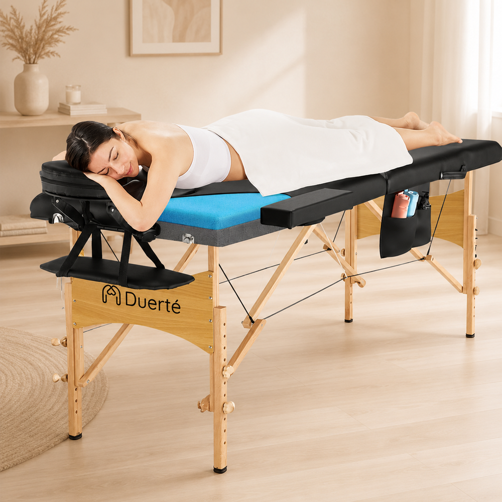 Duerté Luxe 3-Delige Massagetafel XXL – Professionele Opvouwbare Behandeltafel met Verstelbare Rugleuning