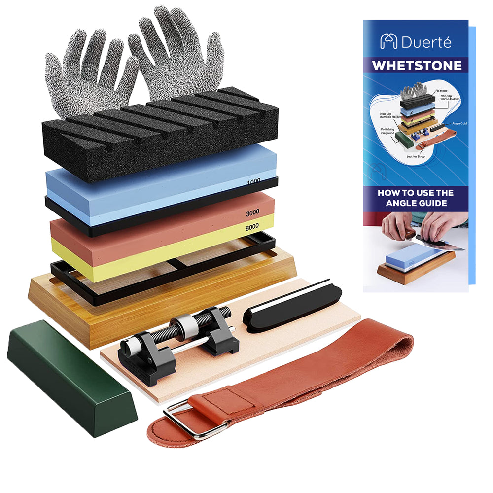 Duerté - Premium Wetsteen Set 400/1000 & 3000/8000 – Professionele Messenslijper met Complete Slijpkit